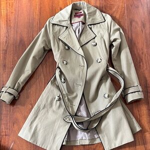 Merona Taupe Trench Coat with Contrast Piping
